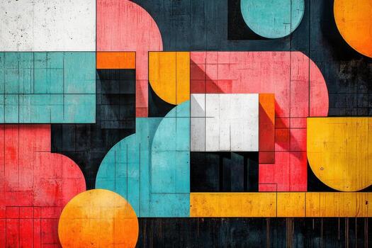 Abstract geometric shapes on a wall photo