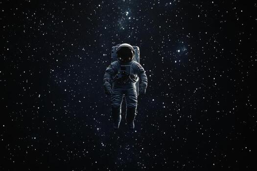 An astronaut floating in space with stars photo