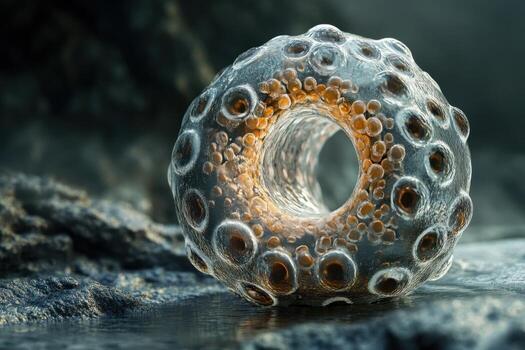 A close up of a jellyfish on a rock photo