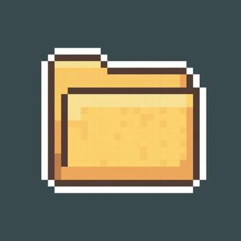 yellow file folder sign in pixel art style vector