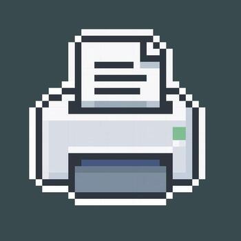 white printer with paper in pixel art style vector