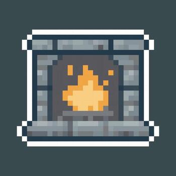 fireplace in pixel art style vector