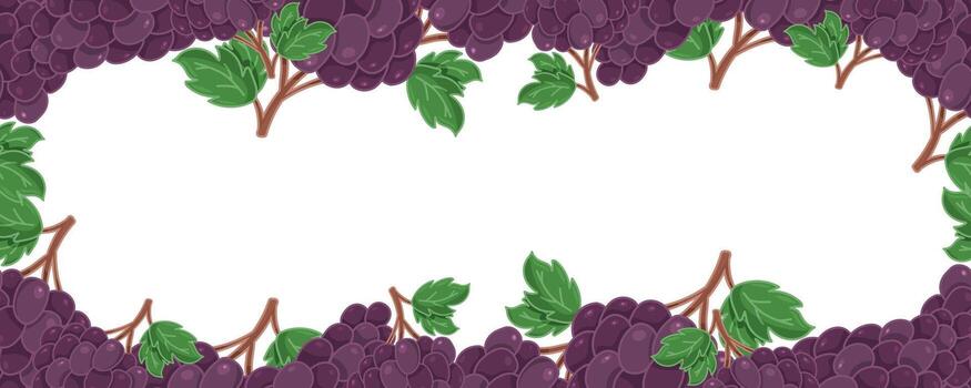 Seamless grape border frame with blank center vector