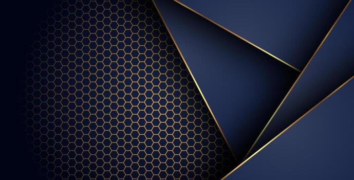 lujoso oscuro Armada oro línea superposición antecedentes con hexágono malla modelo combinación. elegante moderno tecnología futurista antecedentes. vector