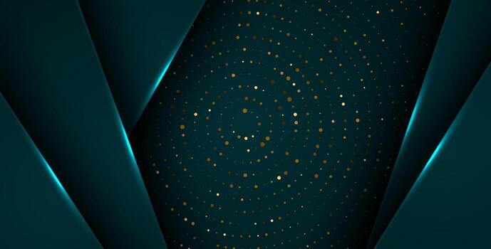abstract dark green overlap layers with white light, circle texture with silver and golden glitters dots element decoration.. vector