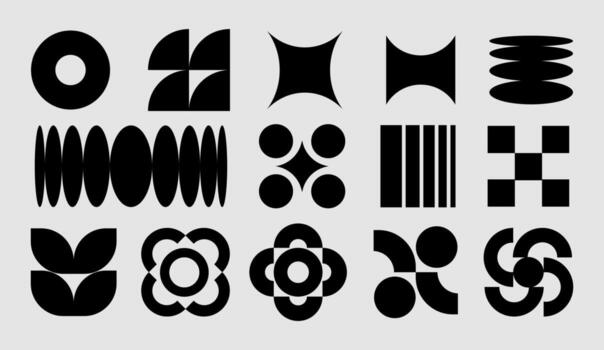 Geometric Shapes Collection Black and White Abstract Compositions vector