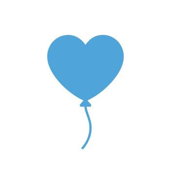 Light blue heart shaped balloon with string on a white background vector