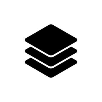 Stacked layer icon three overlapping squares in solid black on a white background vector