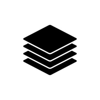 Layers icon showing three stacked rhombus shapes in black color on white background vector