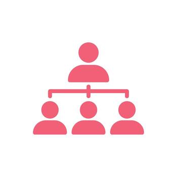 Organization chart icon showing hierarchy with leader and team members on white background vector