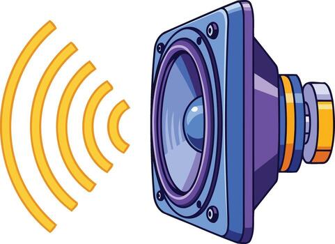 An image of a speaker with sound waves vector