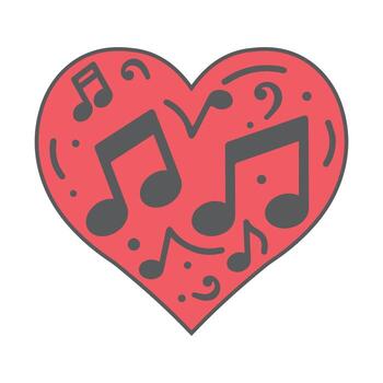 Heart of Music with Notes and Swirls Artistic Design vector