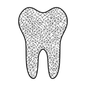 Abstract geometric tooth silhouette with black web like line pattern vector