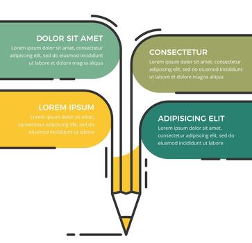 Education infographic template with line pencil and four elements for your text vector