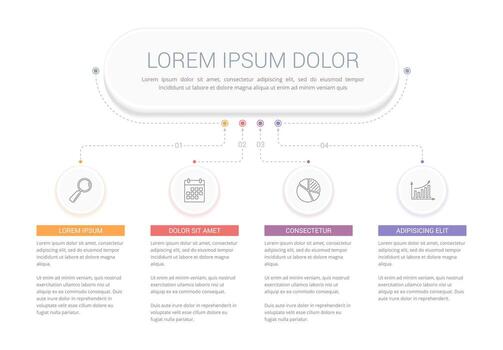 Infographic template with main title and 4 steps or options vector
