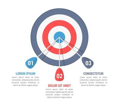 Colored target with three arrows, three steps to success vector