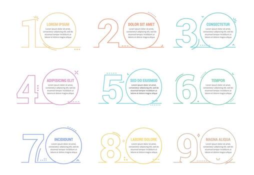 Line numbers with place for your text, can be used as steps, options, process design, workflow vector