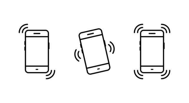 Mobile phone vibration icon set. Smartphone ringing and shake symbol. Cellphone call and notification alert concept vector