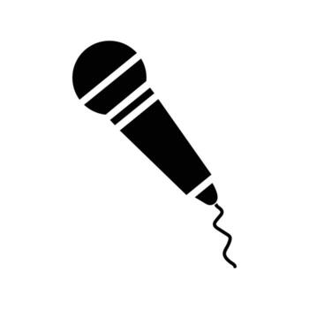 Black microphone with wire is presented on the white background digitally generated vector