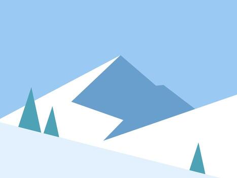 A tranquil landscape unfolds with a simple yet striking composition, where the crisp, clean lines and a cool color palette create a scene of quiet contemplation, evocative of winter's embrace. vector