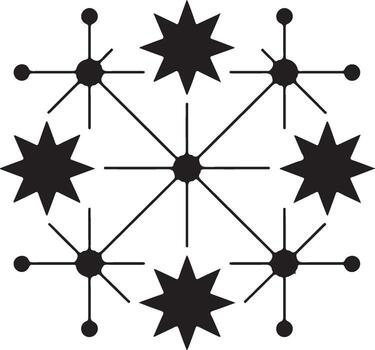 Geometric Starburst Pattern with Central Hub and Radiating Elements vector