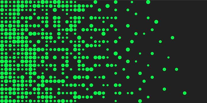 Disappearing green pixel mosaic with cube elements and grain texture creating fading effect of digital disintegration perfect for abstract tech themed backgrounds vector