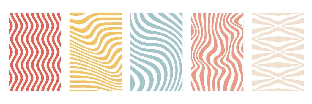 Set of abstract wavy line backgrounds in minimal style. Elegant linear patterns for posters, packaging, stationery, and modern decorative designs. vector