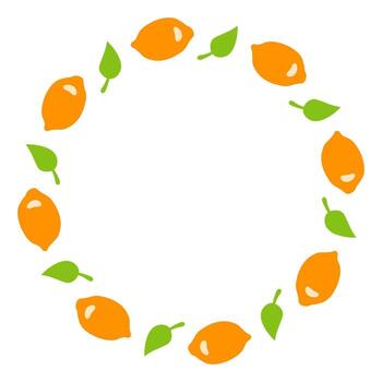 Full Lemon and Leaf Round Frame vector