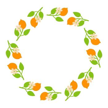 Lemon Branch Circle Frame vector
