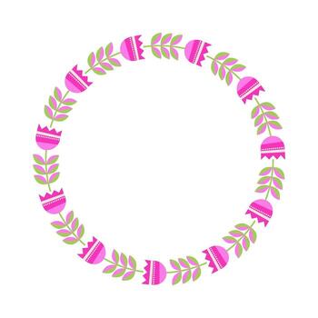 Minimal Red Tulip Wreath Frame vector