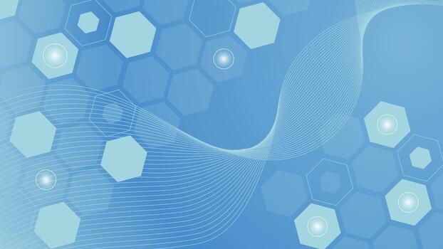 Modern abstract background with blue hexagon pattern and smooth wave lines, perfect for medical, healthcare, technology, science, and futuristic design projects vector