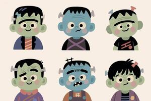 A set of adorable half-body robots vector