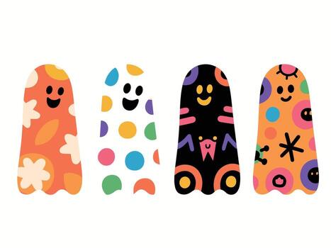 un grupo de esbelto, vistoso fantasmas vector