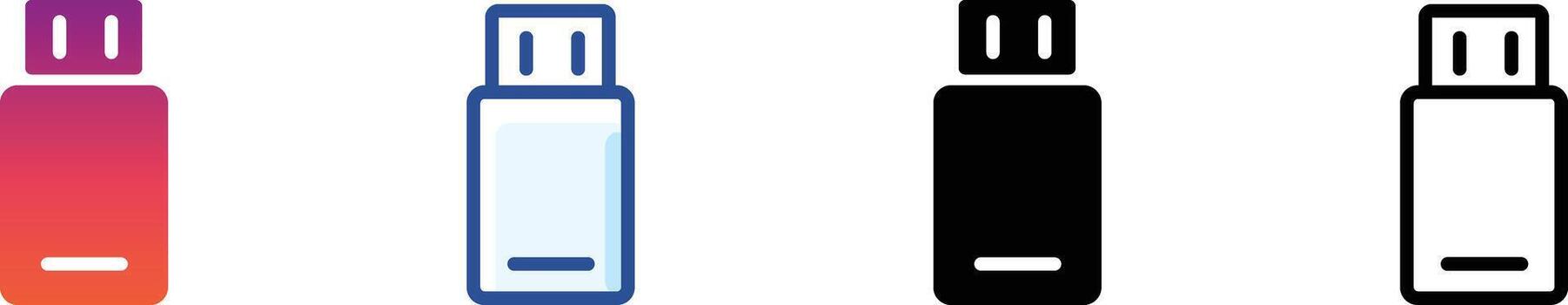 USB palo icono conjunto en departamento, describir, y sólido estilos. genial para tecnología ilustraciones, almacenamiento dispositivo gráficos, y moderno ui diseño vector