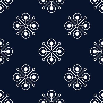 Abstract pattern featuring a network of interconnected circular shapes on dark background, a digital pattern for design vector