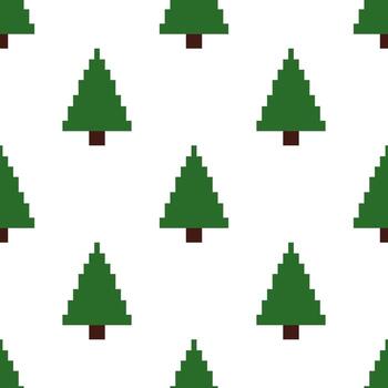 A simple pixel art pattern of Christmas trees on a neutral background vector