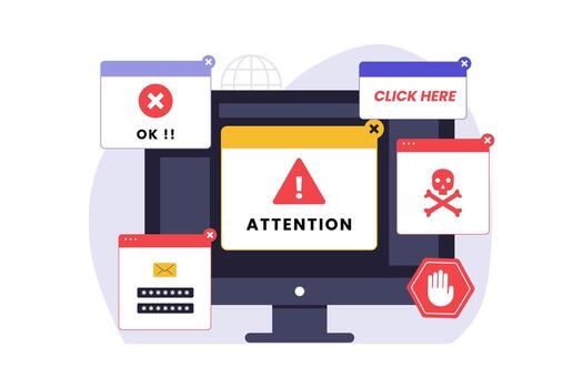 Computer alerts about online threats vector