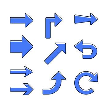Various blue arrow icon with clean modern design. Suitable for user interface, infographic, and presentation. vector