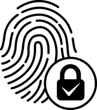 Fingerprint Icon. Black and White Illustration. Access to Data via Fingerprint, Authentication. User Rights Confirmation. Password and Data Security Concept vector
