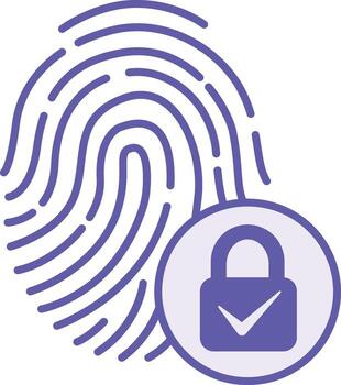 Colored Fingerprint Icon. Illustration. Access to Data via Fingerprint, Authentication. User Rights Confirmation. Password and Data Security Concept vector