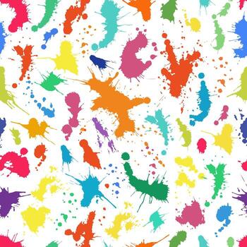 Seamless pattern with colorful ink splashes. Abstract background illustration. vector