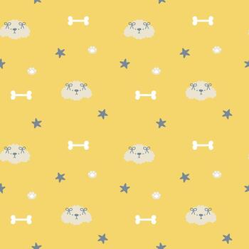 sin costura mínimo perro repetir modelo en amarillo color antecedentes vector