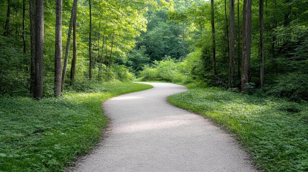 A paved path in the woods photo