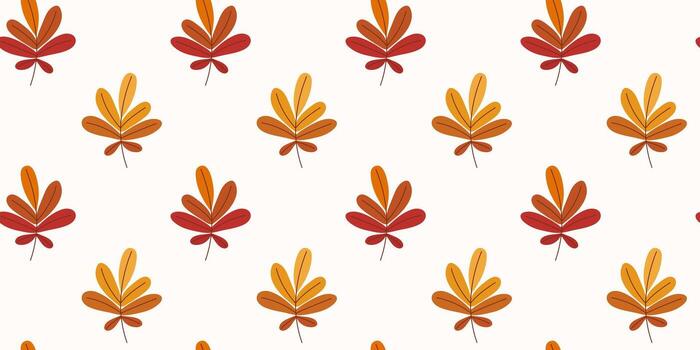 Rectangular autumn seamless pattern with multicolored chestnut leaves. Hand drawn flat illustration. Versatile template for background, fabric print, web, packaging, wallpaper. vector