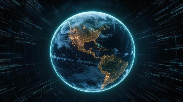 The earth is shown in a space background photo