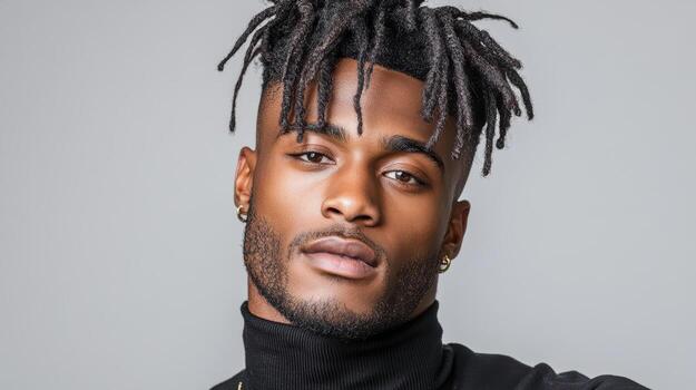 A man with dreadlocks and a black turtleneck photo