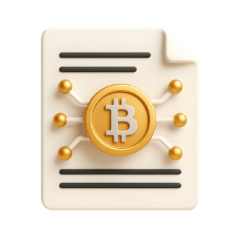 uma 3d render ilustrando uma bitcoin papel branco conceito, apresentando uma documento com uma proeminente bitcoin moeda conectado para uma descentralizado rede, simbolizando blockchain tecnologia png