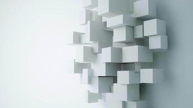 resumen pared diseño presentando blanco cubitos arreglado en único patrones para moderno interior decoración inspiración foto