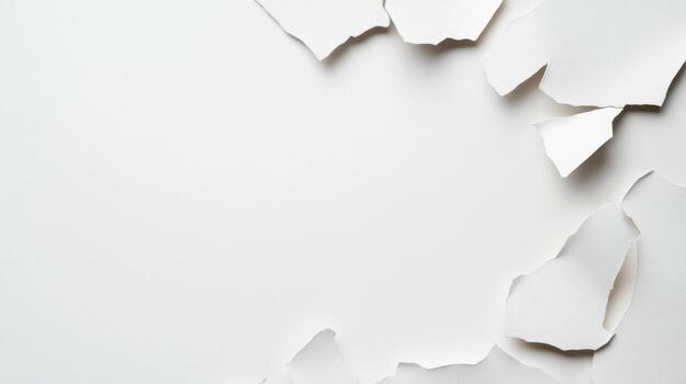 Patterns of torn paper revealing a blank space on a white background showcasing textures and layers in minimalistic design photo