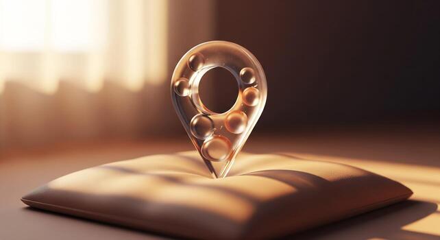 Location Pin single object in soft platform glassmorphism photo